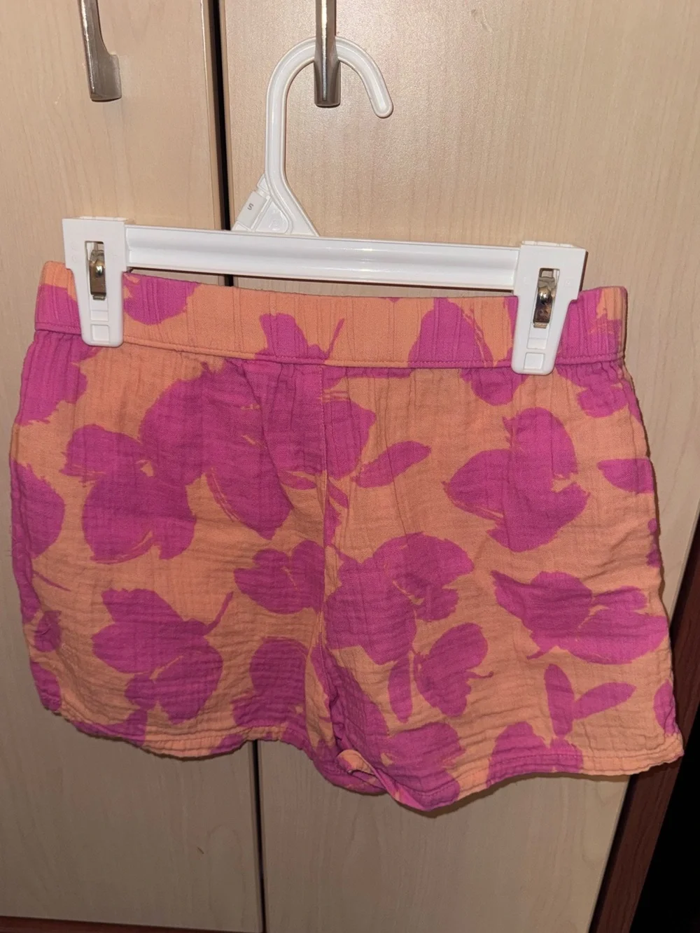 GAP Girls Floral 2 Piece Crop Top Shorts Set Pink Orange Size 8